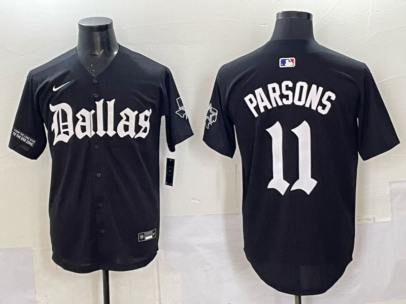 Men 2025 Nike Dallas Cowboys #11 Parsons Black 5th generation Joint Name Limited NFL Jersey 08